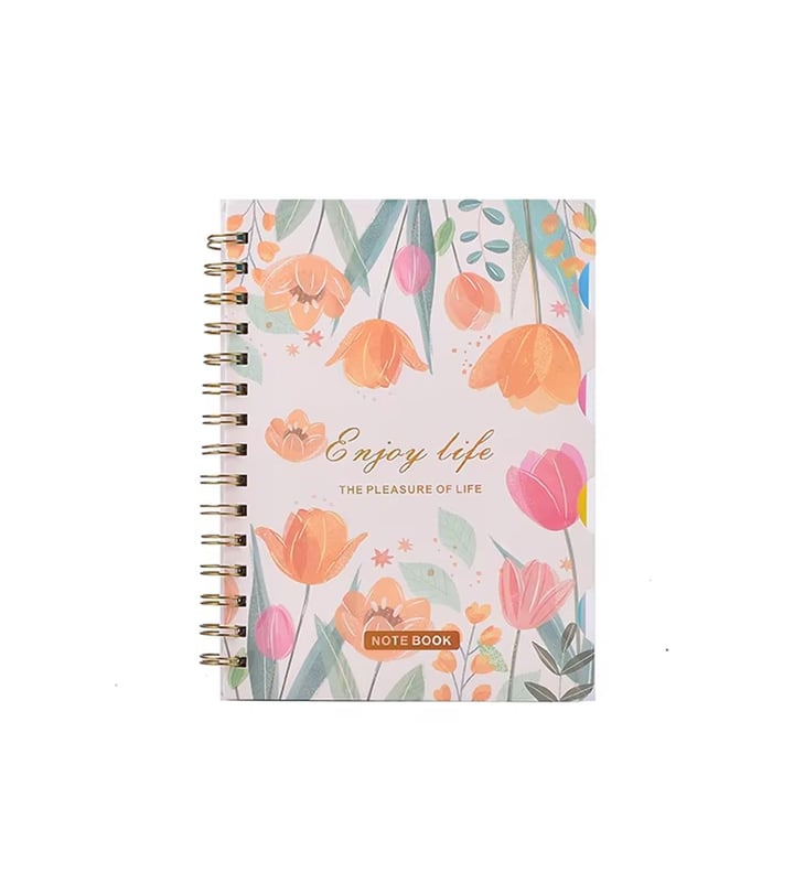 Spiralli Çiçek Desenli Defter x12