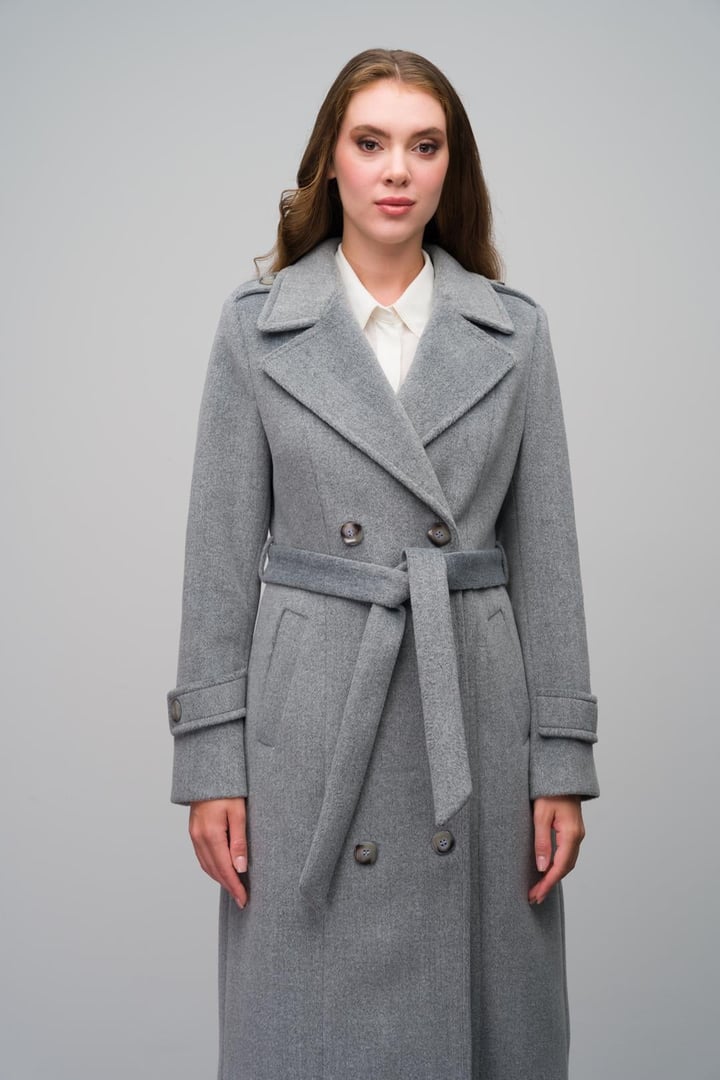 Double-Breasted Long Coat with Epaulette Detail A.GRI 3056