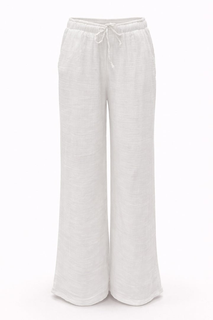 Beli Lastikli Müslin Pantolon BEYAZ 7580