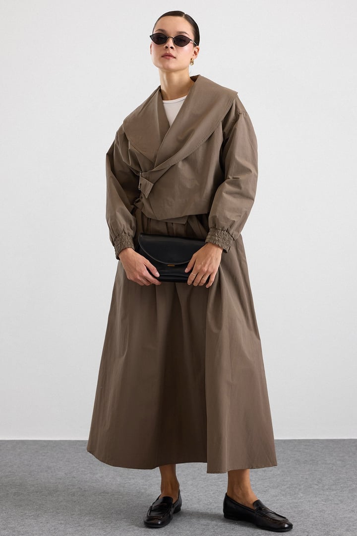 Beli Lastikli Spor Kloş Etek VİZON 7077