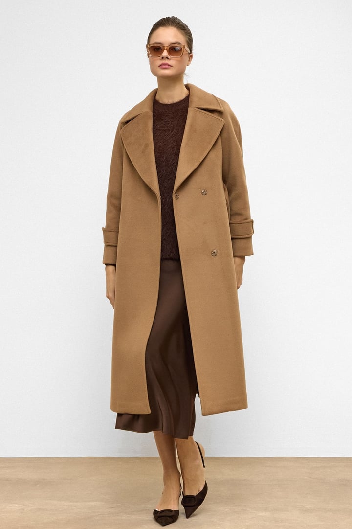 Raglan Sleeve Snap Closure Mid-Length Coat K. KAMEL 3145
