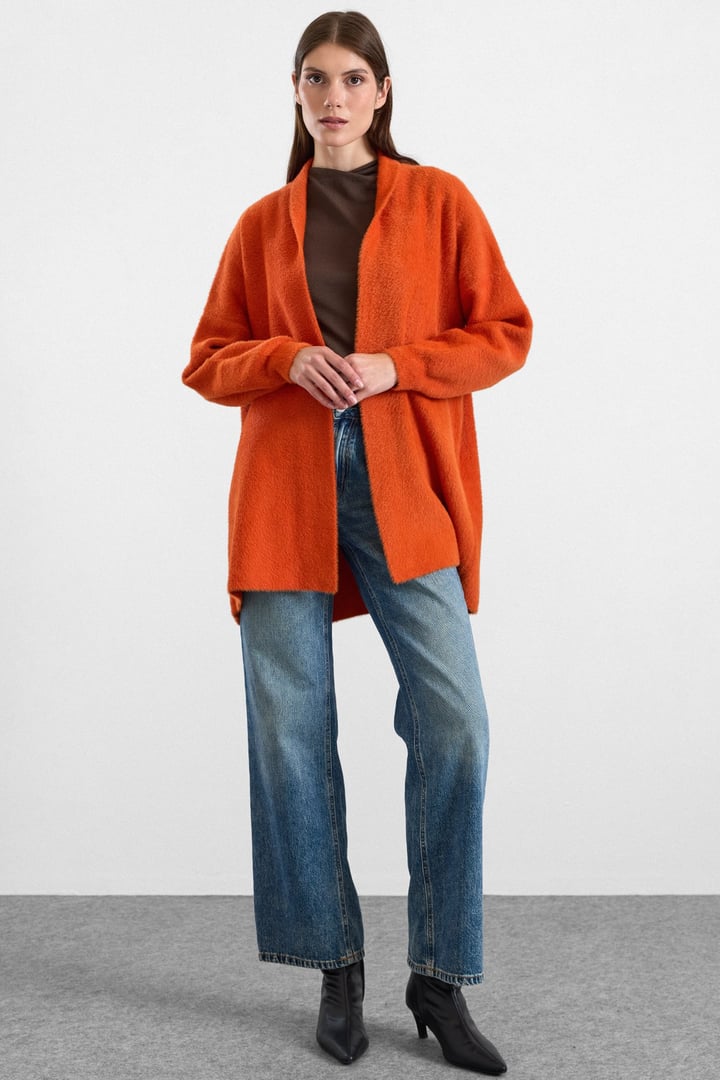 Salaş Soft Kumaş Triko Hırka ORANJ 8299