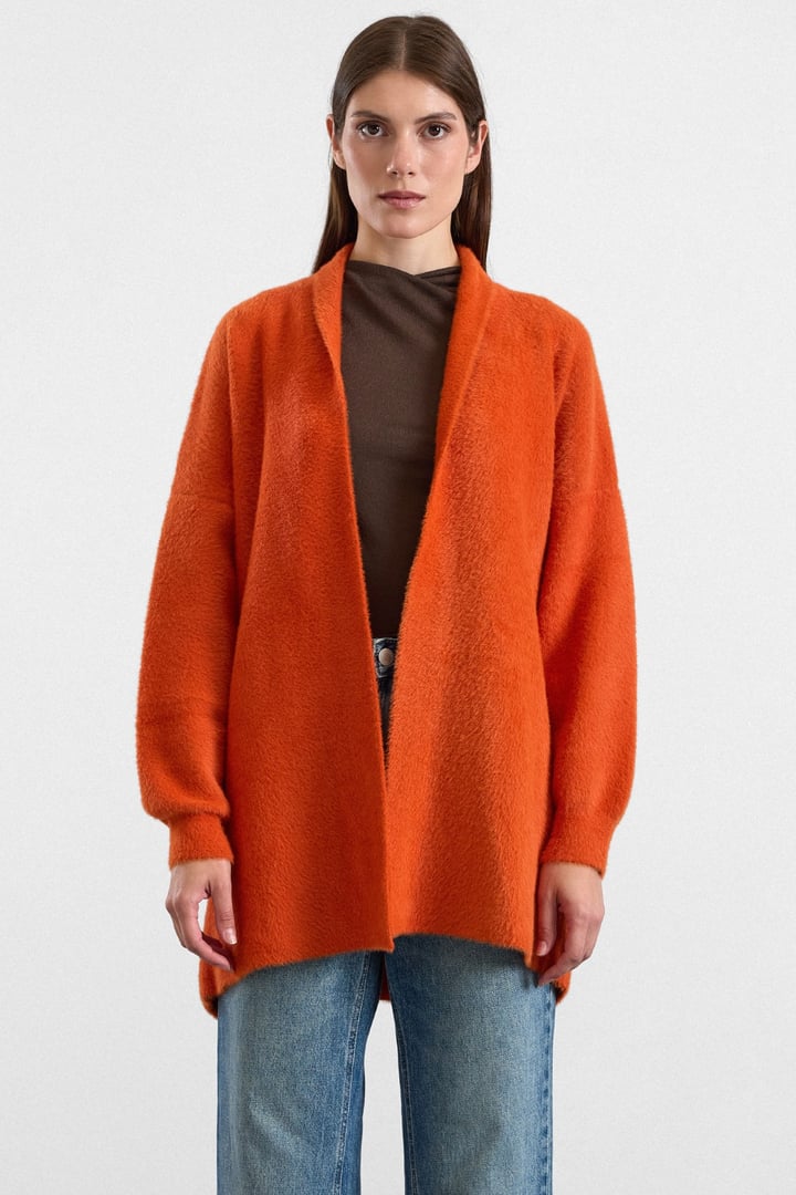 Salaş Soft Kumaş Triko Hırka ORANJ 8299