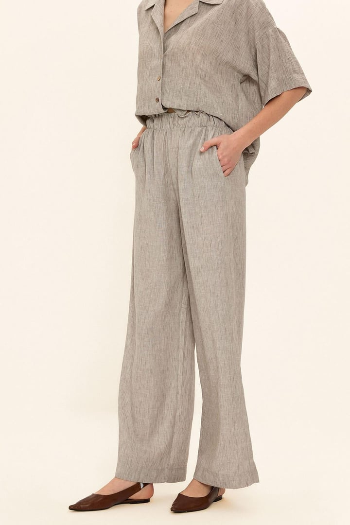 Batwing Sleeve Shirt and Trouser Set STONE 9338-TK