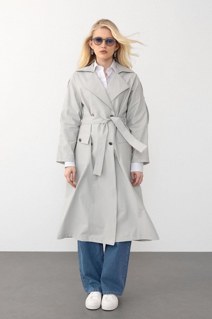 Apolet Detaylı Oversize Hafif Trençkot TAŞ 6710