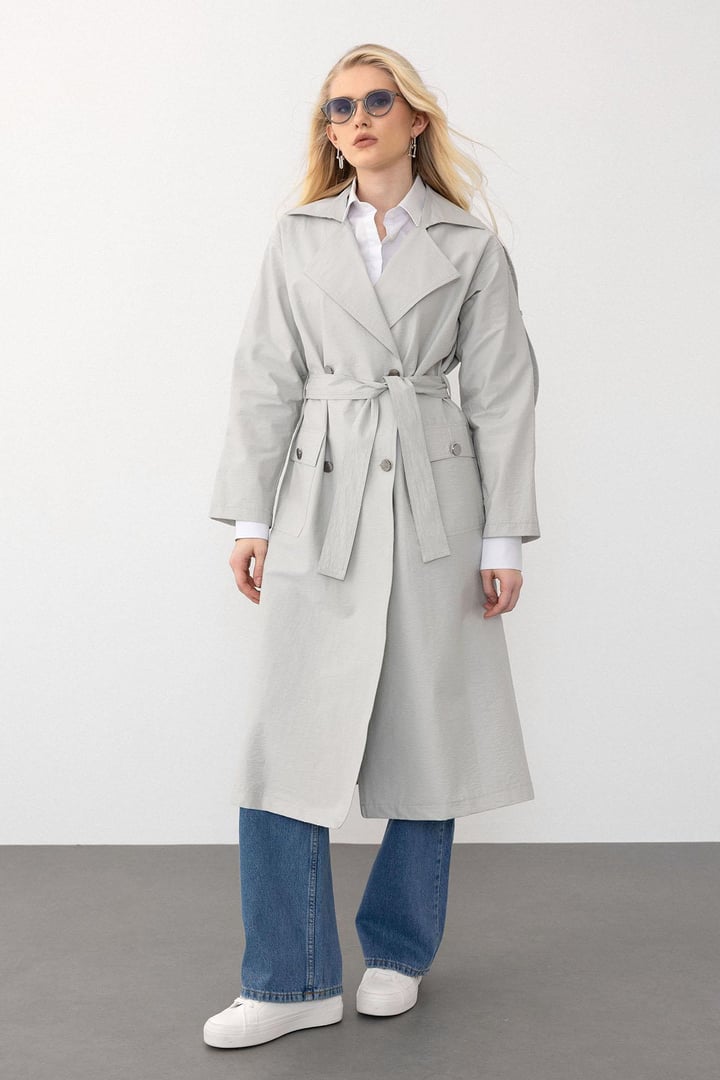 Apolet Detaylı Oversize Hafif Trençkot TAŞ 6710