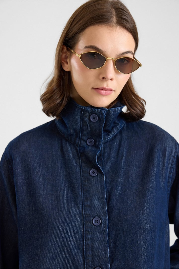 Büzgü Detaylı Soft Denim Ceket Pantolon İkili Takım LACİVERT 9472-TK