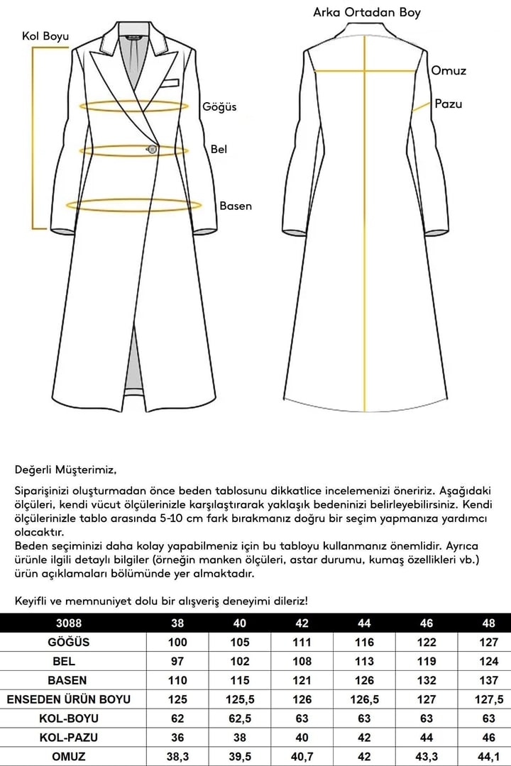 Ceket Yaka Yakası ve Kolları Çıkabilen Kürklü Uzun Kaban MÜRDÜM 3088