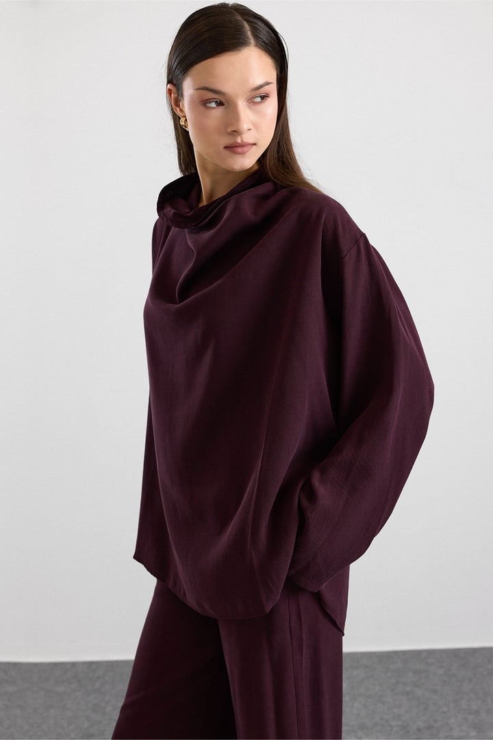 Degaje Yaka Oversize Pantolon Bluz İkili Takım MÜRDÜM 9483-TK