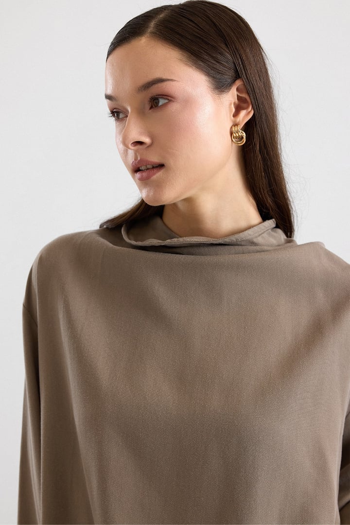Degaje Yaka Oversize Pantolon Bluz İkili Takım HAKİ 9483-TK