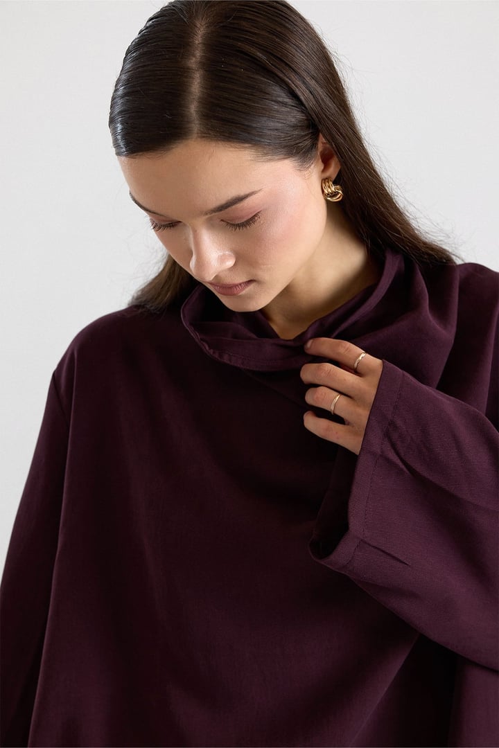 Degaje Yaka Oversize Pantolon Bluz İkili Takım MÜRDÜM 9483-TK