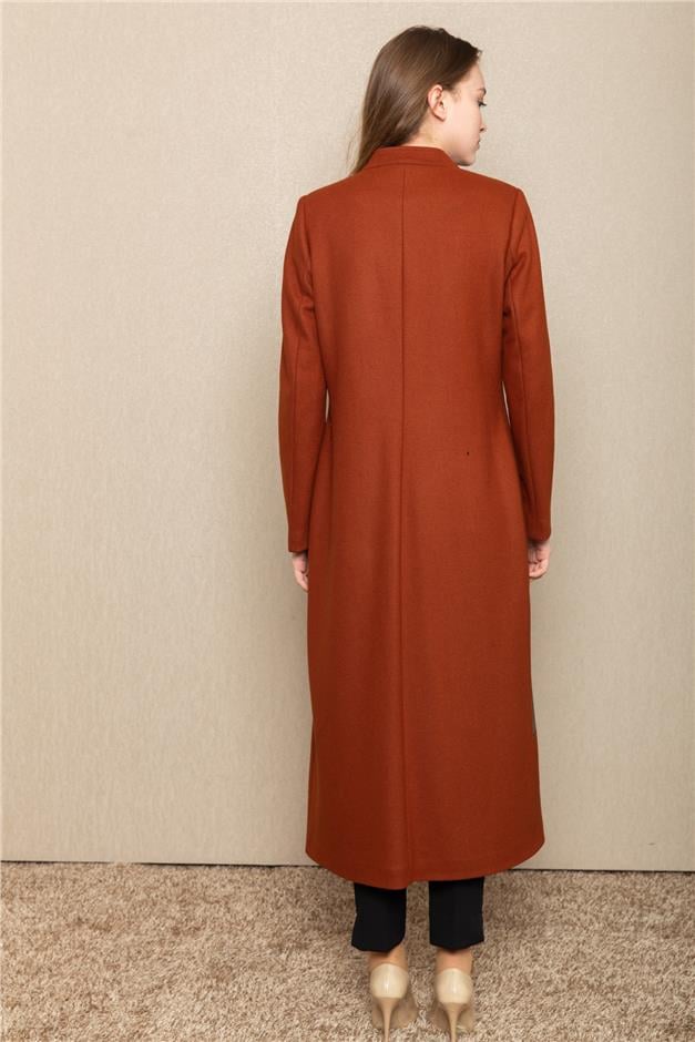 Deri Garnili İşleme Detaylı Örme Kap KİREMİT 6115