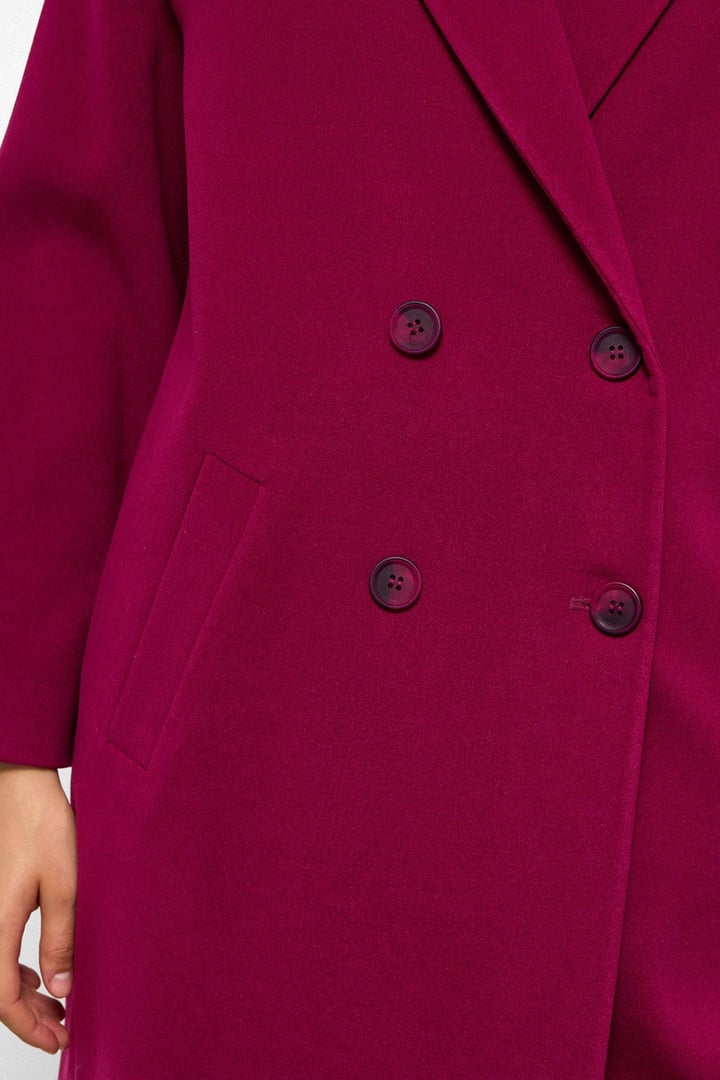 Desenli Astarlı Oversize Kruvaze Kaban FUŞYA 3095
