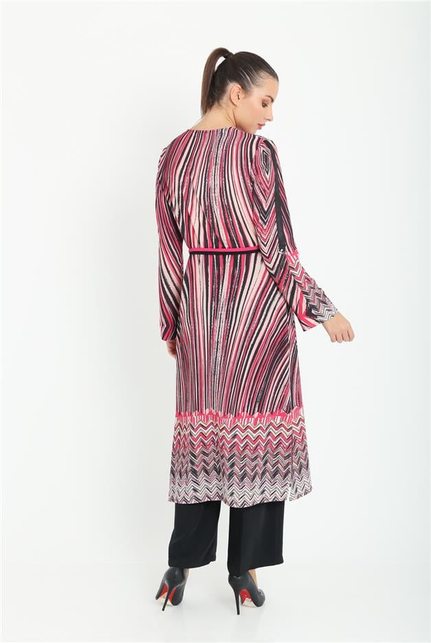 Desenli Uzun Tunik FUŞYA 9806