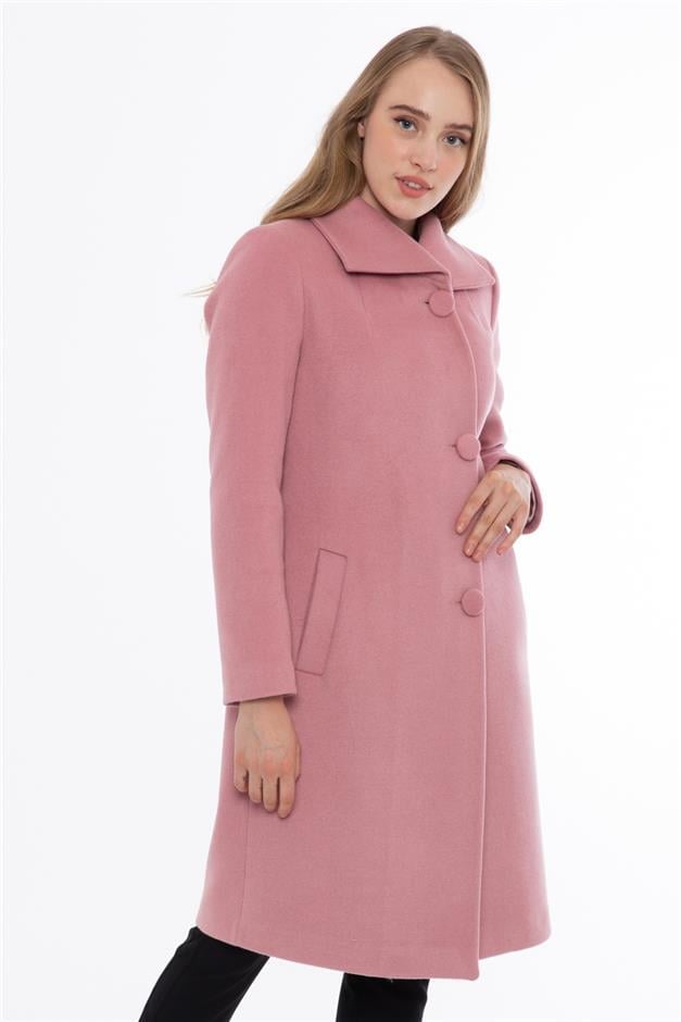 DÜĞMELİ MENDİL YAKA KABAN PEMBE 3585-Y