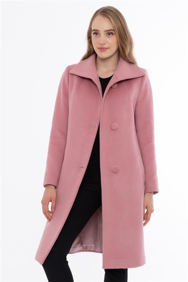 DÜĞMELİ MENDİL YAKA KABAN PEMBE 3585-Y