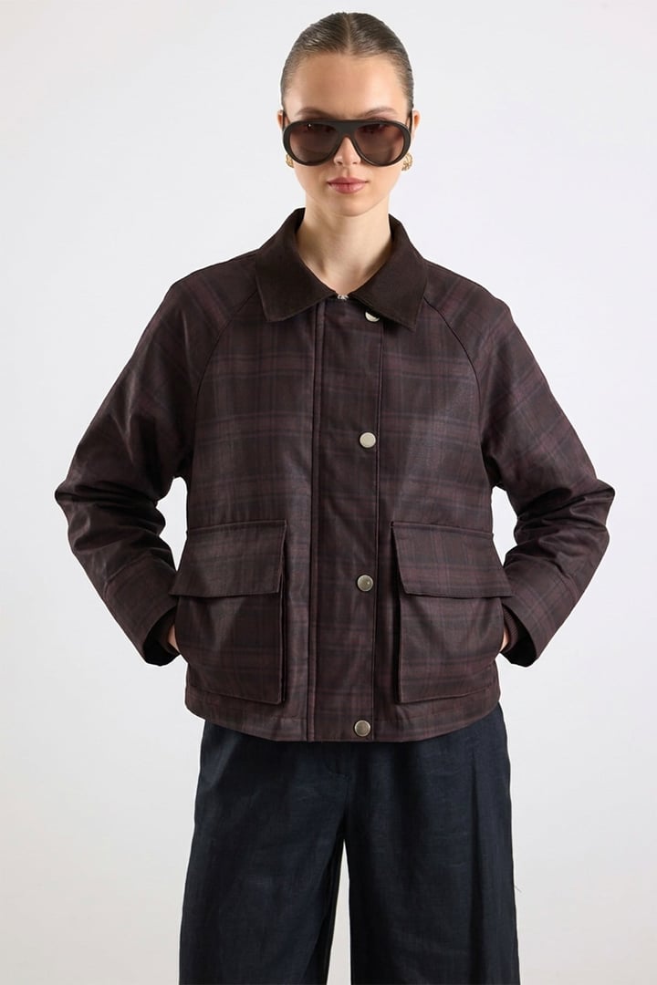 Ekose Desenli Su İtici Özellikli Spor Ceket MÜRDÜM 8300