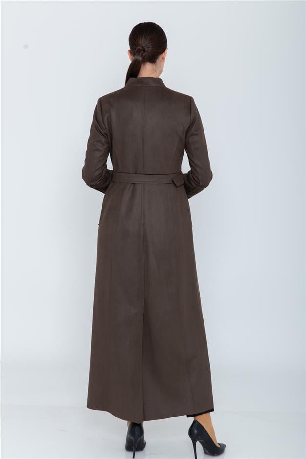 FERMUARLI İŞLEMELİ GABARDİN SÜET PARDESÜ HAKİ 5959