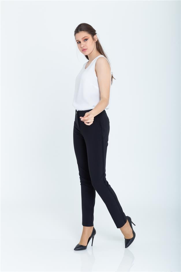 Grogren Detaylı Pantolon SİYAH 7539