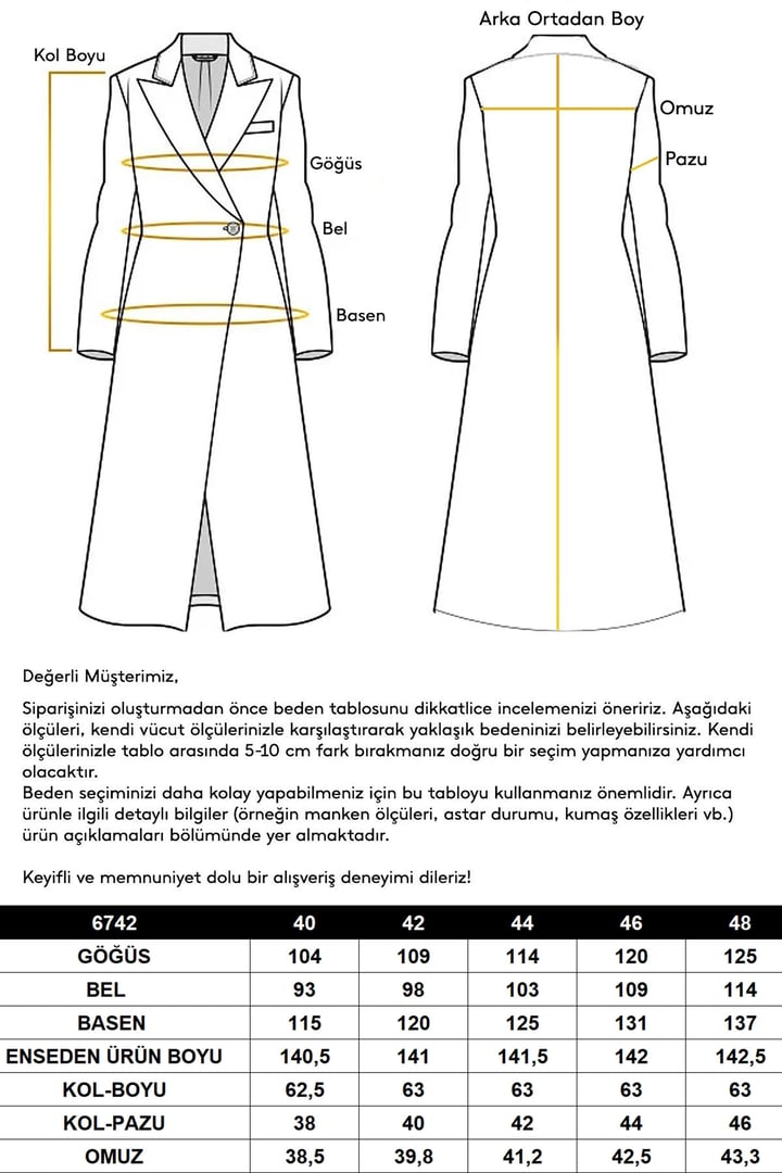 Hakim Yaka Zincir Aksesuarlı Astarlı Pardesü SİYAH 6742