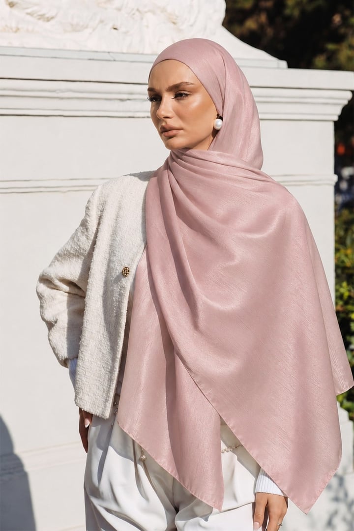 İpek Organze Abiye Şal PUDRA 105