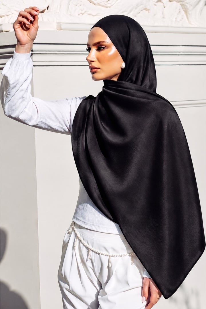 İpek Organze Abiye Şal SİYAH 105