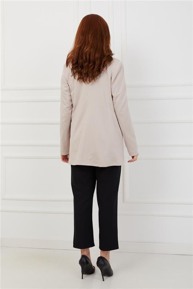 Kruvaze Astarlı Blazer Ceket BEJ 8206
