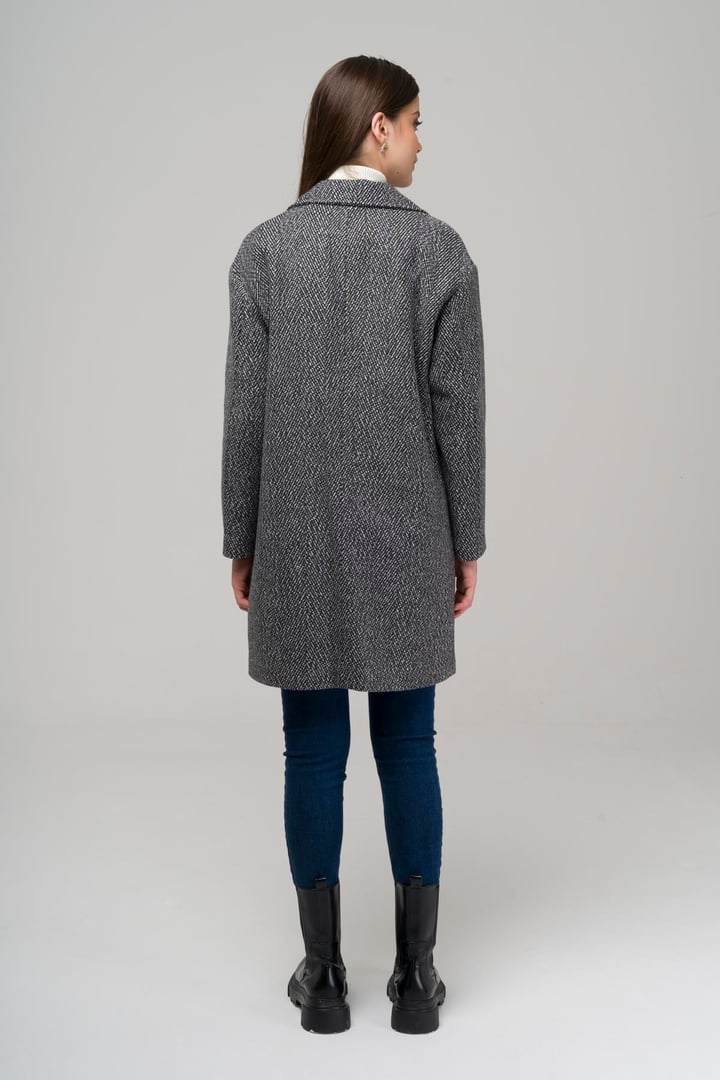 Kruvaze Oversize Balık Sırtı Kaban SİYAH 3949