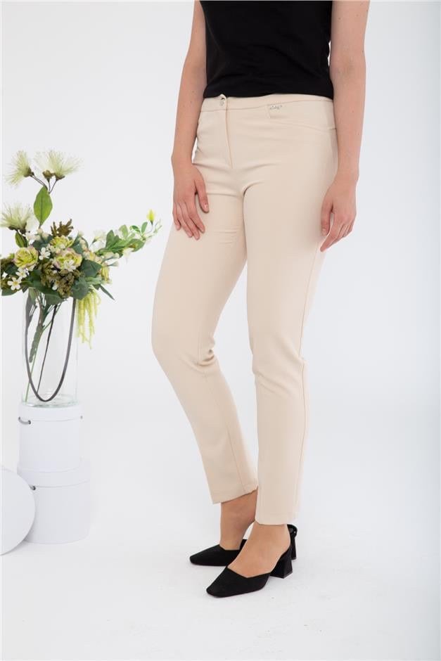 Logolu Basic Pantolon BEJ 7546-Y