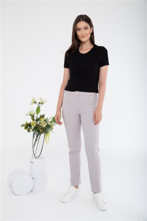 Logolu Basic Pantolon GRİ 7546-Y