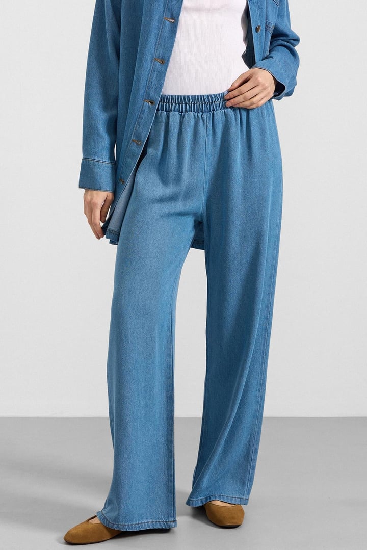 Metal Düğmeli Soft Denim Ceket Pantolon MAVİ 9401-TK