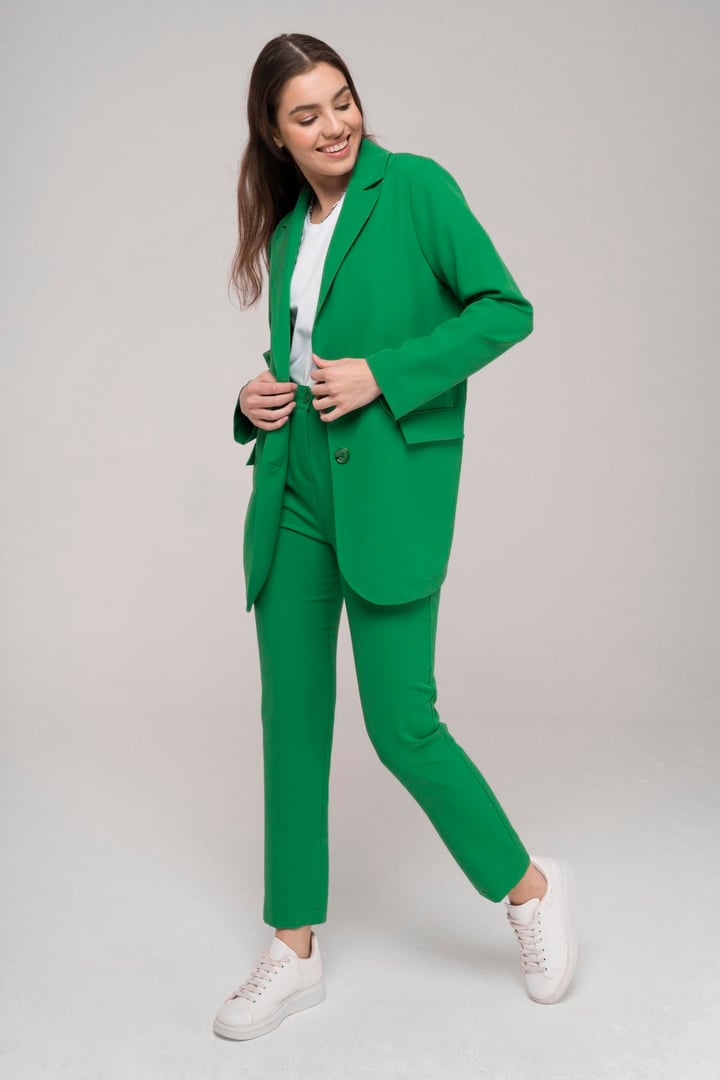 Mono Yaka Rahat Kalıp Astarsız Blazer Ceket YEŞİL 8217