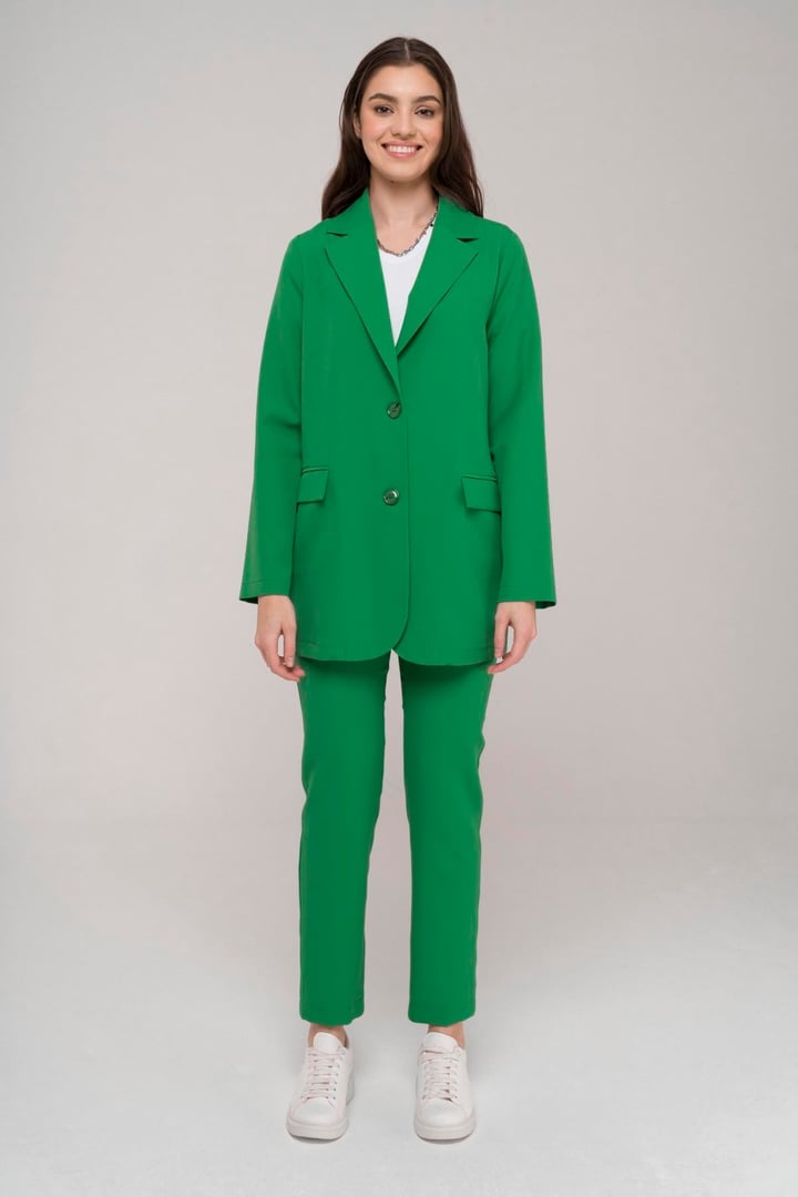 Mono Yaka Rahat Kalıp Astarsız Blazer Ceket YEŞİL 8217