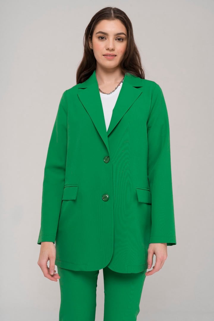 Mono Yaka Rahat Kalıp Astarsız Blazer Ceket YEŞİL 8217