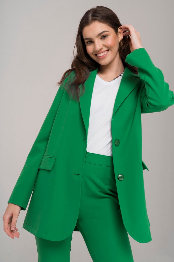 Mono Yaka Rahat Kalıp Astarsız Blazer Ceket YEŞİL 8217