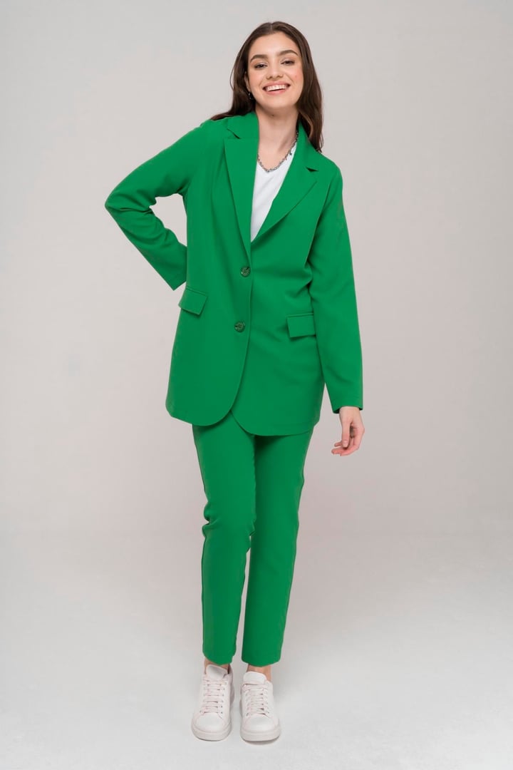 Mono Yaka Rahat Kalıp Astarsız Blazer Ceket YEŞİL 8217
