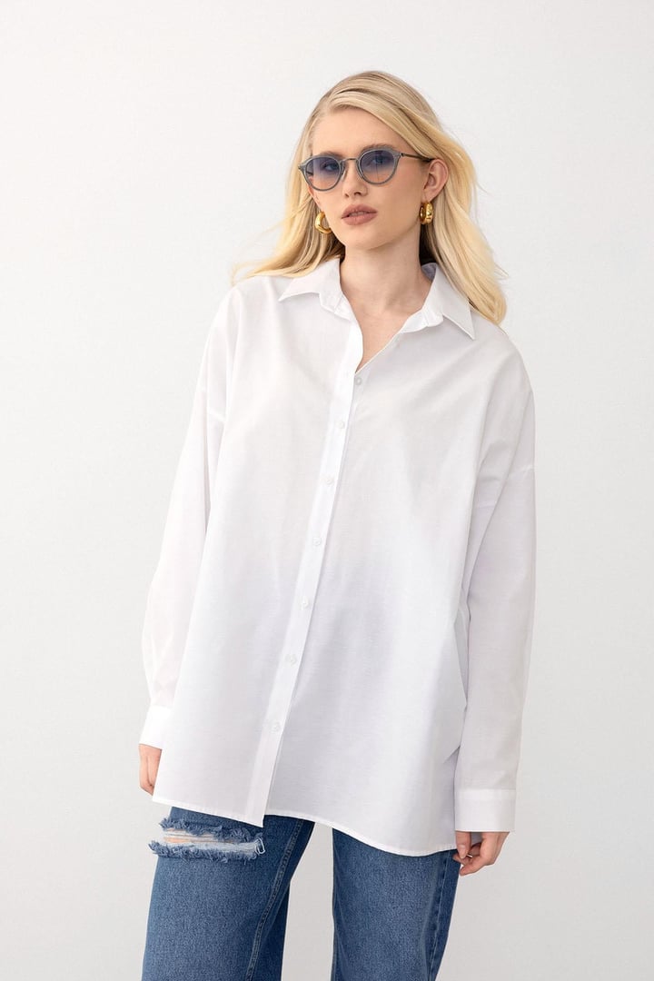 Oversize Basic Gömlek BEYAZ 9281