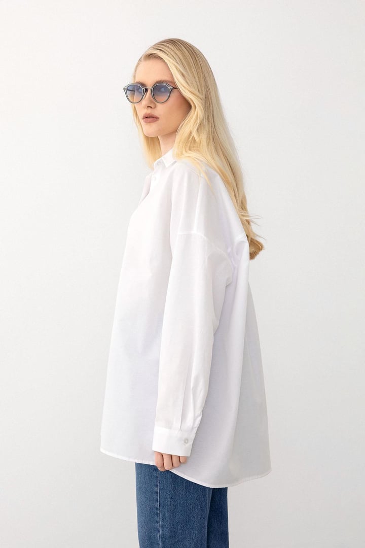 Oversize Basic Gömlek BEYAZ 9281