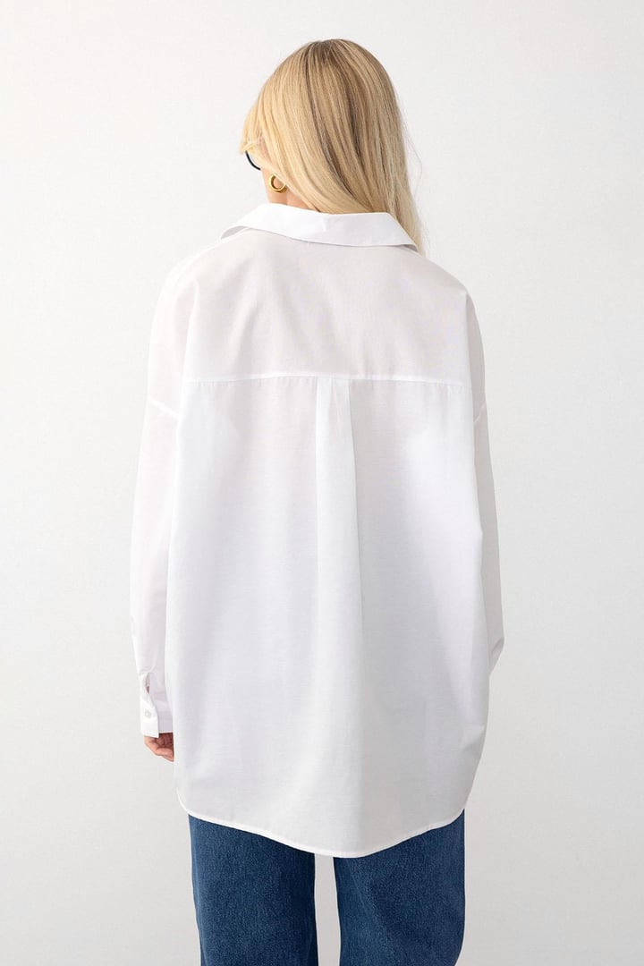 Oversize Basic Gömlek BEYAZ 9281