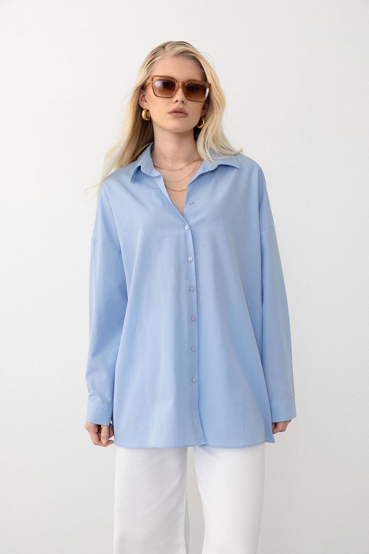 Oversize Basic Gömlek MAVİ 9281