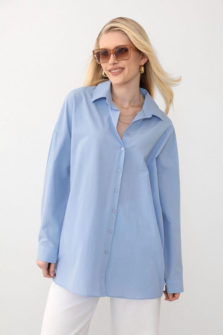 Oversize Basic Gömlek MAVİ 9281