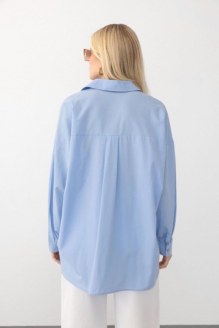Oversize Basic Gömlek MAVİ 9281