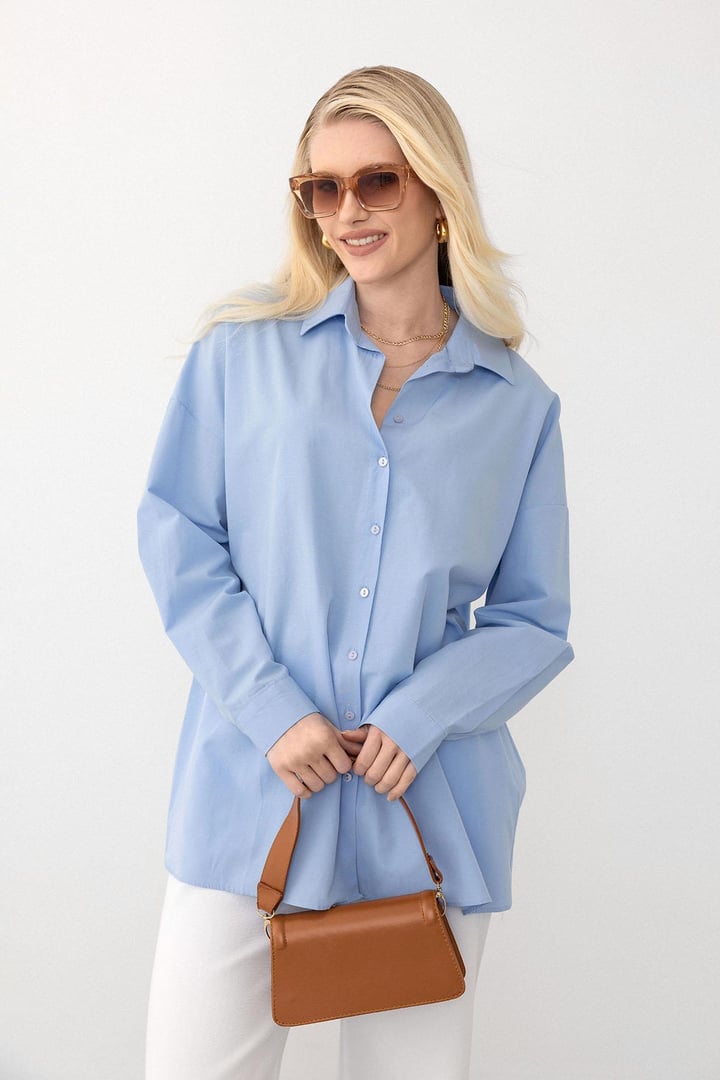 Oversize Basic Gömlek MAVİ 9281