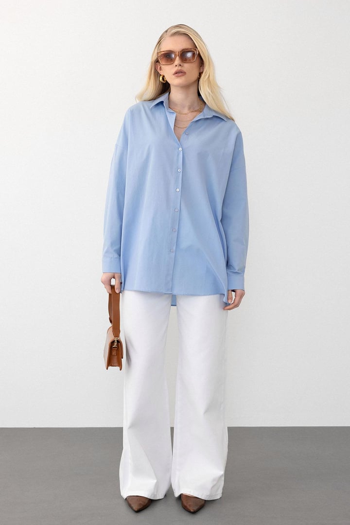 Oversize Basic Gömlek MAVİ 9281
