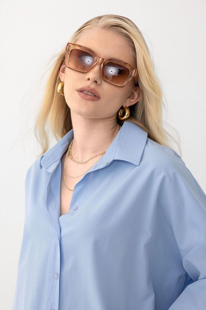 Oversize Basic Gömlek MAVİ 9281