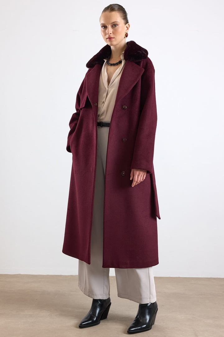Oversize Çıkabilen Kürklü Düşük Kol  Kaban MÜRDÜM 3178