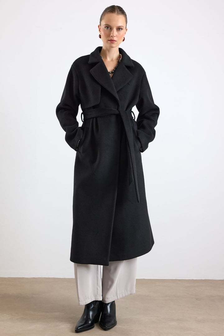 Oversize Çıkabilen Kürklü Düşük Kol  Kaban SİYAH 3178