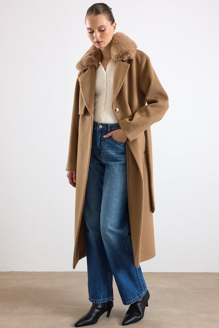 Oversize Çıkabilen Kürklü Düşük Kol  Kaban K. KAMEL 3178