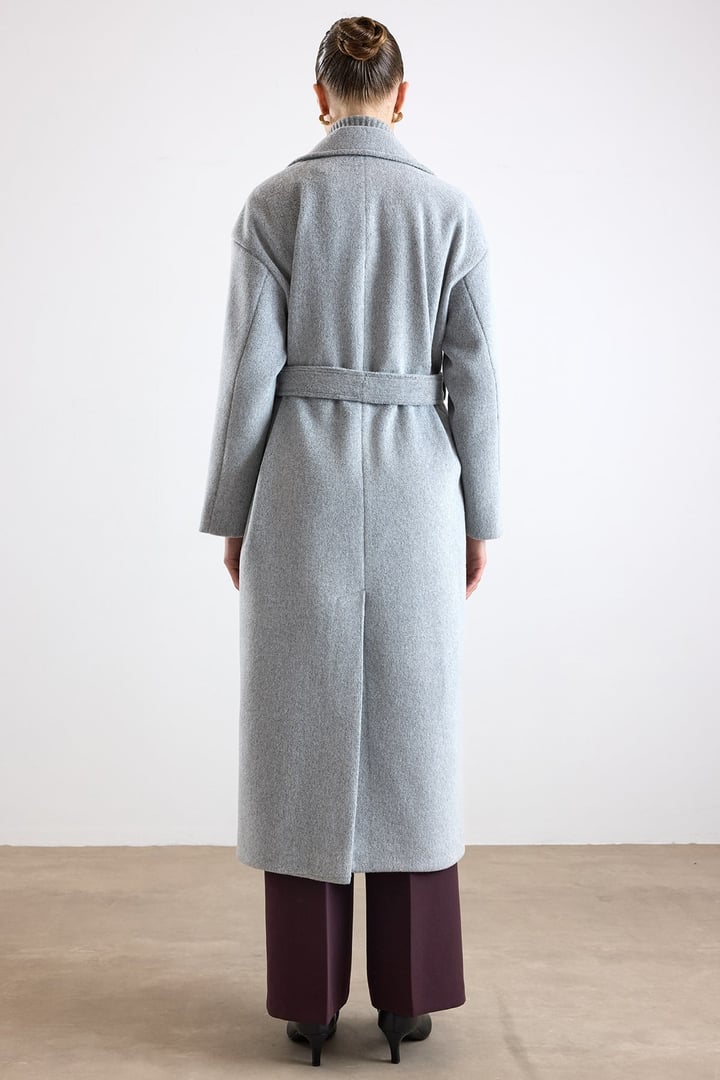 Oversize Düşük Kol Kruvaze Kaban AÇIK GRİ 3173
