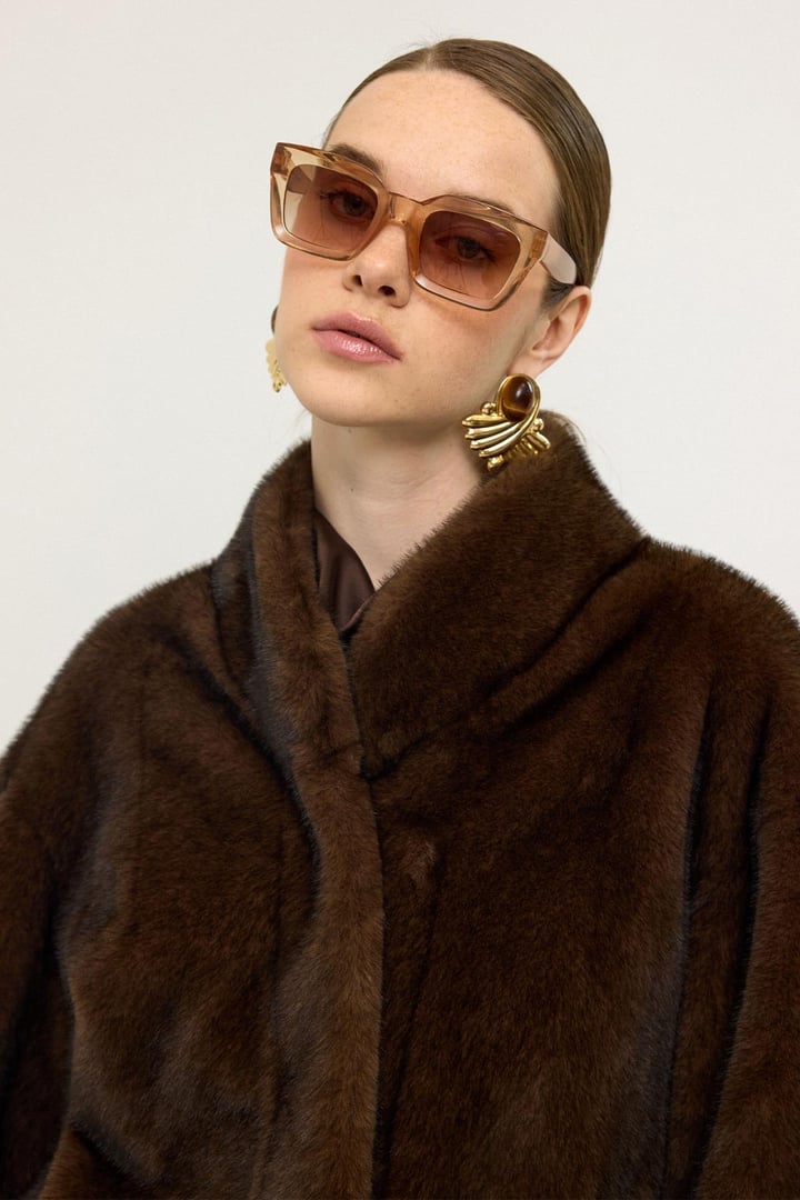 Oversize Kürk Görünümlü Exclusive Uzun Ceket K. KAHVE 1007